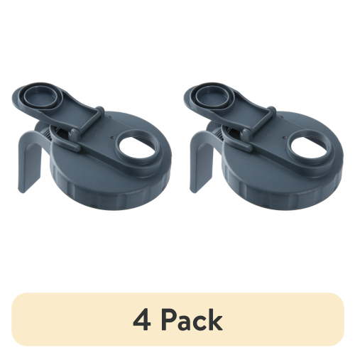 (4 pack) Mainstays Plastic Mason Jar Lids with Handles and Pour Spout, 2-Pack, Wide Mouth, Reusable