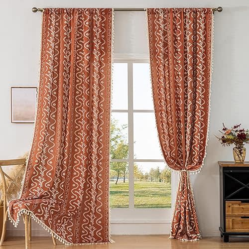 Bohemian Fall Curtains 72 Inch Length 2 Panels