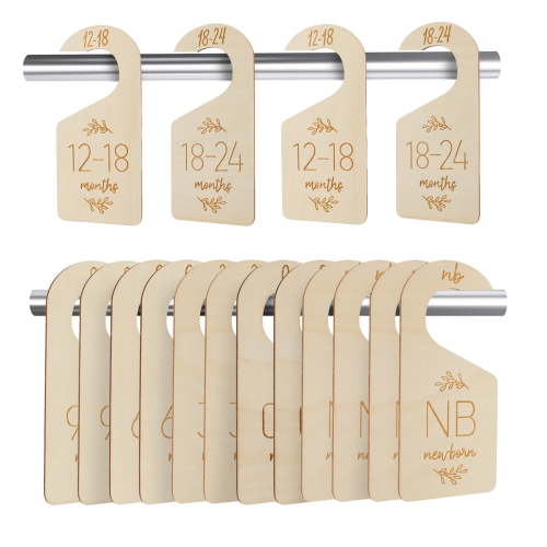 Beautiful Wooden Baby Closet Dividers - Double-Sided Organizer for Newborn to 24 Months Size Clothes - Adorable Nursery Decor Hanger Dividers Easily Organize Your Little Baby Girls or Boys Room