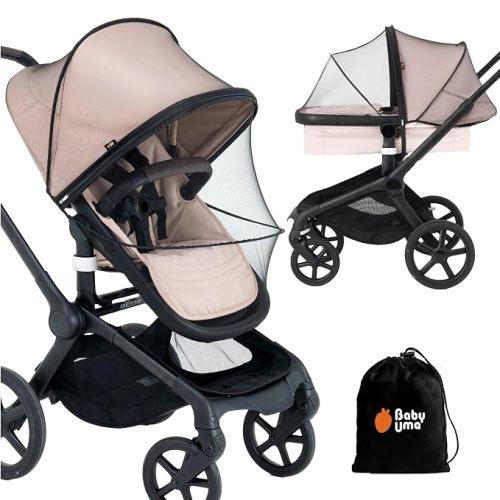 Baby Mosquito Net for Stroller - Universal Stroller Mosquito Net Cover, Breathable & Tear-Resistant 3D Mesh Insect Netting with Zip-up Window (+ Travel Bag)