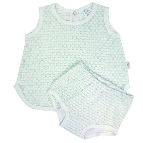 Paty Knit Pinstripe Sleeveless Diaper Set