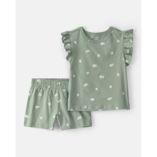 Toddler Girl 2-Piece Floral Top & Short Set - Green | Carter's
