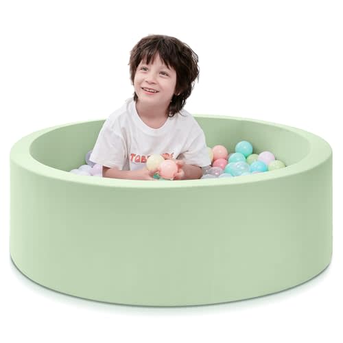 Foam Ball Pit for Toddlers, 35.4"x 11.8" Kids Ball Pit, Soft Round Baby Ball Pool, Ideal Gift for Girls and Boys, Indoor and Outdoor Game(Green, NO Balls)