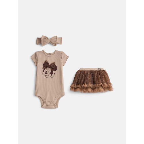 Minnie Mouse Baby Girls Graphic Bodysuit and Skirt Set with Matching Headband, 3-Piece, Sizes 0/3M-24M