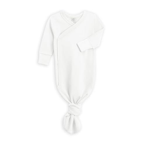 Colored Organics Baby 100% Organic Cotton Newborn Knotted Gown - Infant Indy Kimono Wrap Front Tie Knot with Mitten Cuffs