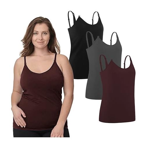 Under Control Nursing Cami Tank Tops for Breastfeeding Women Nursing Tops Maternity Shirts, Camisoles with Built in Bra 3Pack