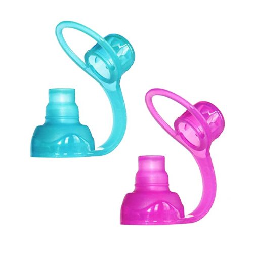 ChooMee SoftSip Food Pouch Top | Baby Led Weaning | No Spill Flow Control Valve, Protects Childs Mouth, 100% Silicone, BPA Free | 2CT Orange Aqua