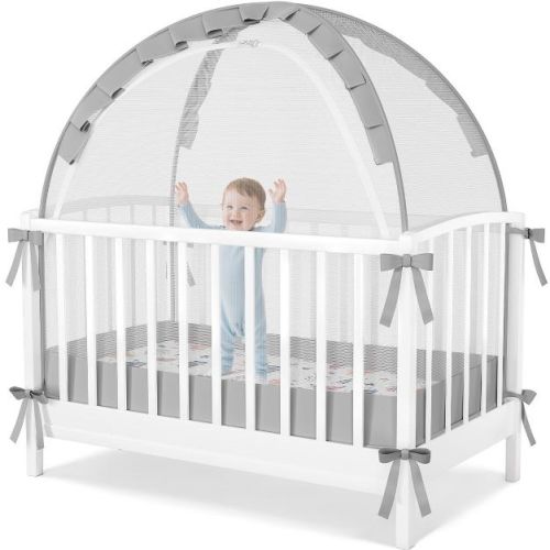 GOTGELIF Baby Crib Tent Safety Net Canopy, Breathable Mesh Crib Cover with Zipper, Anti-Climb Baby Crib Enclosure 55"x28"x51"
