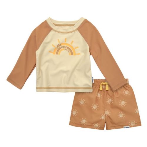 Gerber Baby and Toddler Boys' Long Sleeved Rashguard Swimsuit Set - Suns - 0-3 Months - 2-Piece