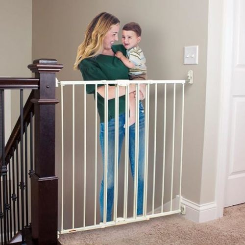 Toddleroo Easy Swing & Lock Baby Gate for Top of Stairs: 36" Tall, Ivory | Top of Stairs Baby Gate, Hardware Mount, Open-Direction Control, 28.7"-47.8" Wide, 36" Tall, One-Hand Operation, Swing-Latch
