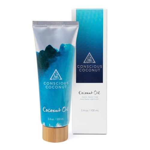 Conscious Coconut Travel-Ready Tube (3.4 oz) - Certified Organic & Fair Trade Coconut Oil for Skin, Health & Wellness - Raw, Virgin, TSA-Approved, Centrifuged, Cold-Pressed, Multipurpose Balm