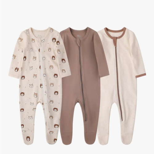 O2 BABY Baby Boys Girls Organic Cotton Zip-Front Sleeper Pajamas, Footed Sleep 'n Play