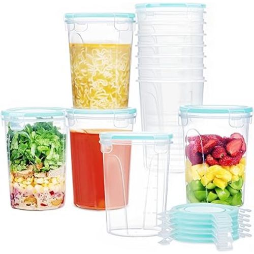 Vtopmart 12 Pack 32oz Freezer Storage Containers, Soup Container with Airtight Lids, Reusable Plastic Meal Prep Container, Deli Containers for Lunch, Salad, Leftover, Oats, Microwave/Dishwasher Safe