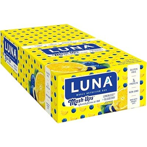 LUNA Bar - Mash-Ups LemonZest + Blueberry Flavor - Snack Bars - Non-GMO - Gluten-Free Protein Bars - Made with Organic Oats (15 Pack)