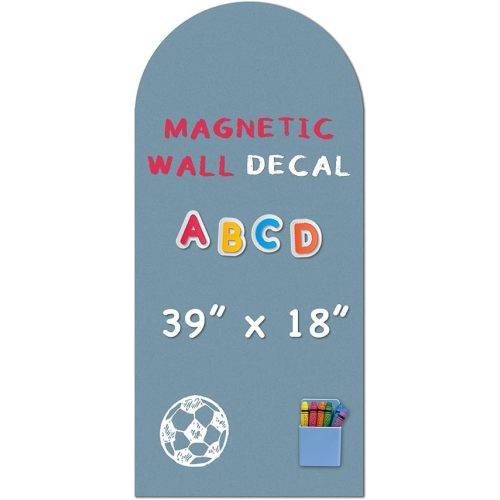 YOUNGJQ Magnetic Arch Wall Decal, Magnetic Chalkboard for Wall 39" x 18" Adhesive Backing Wallpaper for Playroom Home(Celadon)