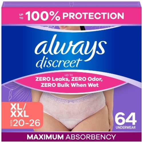 Always Discreet Incontinence Underwear Women's - Maximum Protection - Extra Large - 64ct