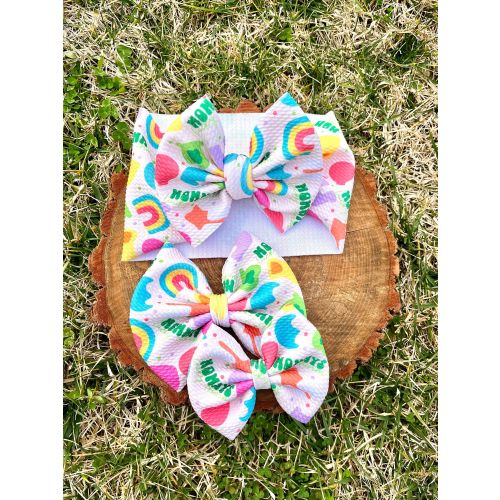 Mommy’s lucky charm hair bow, St. Patty’s Day hair bow, St Patrick’s Day bow, lucky charms hair bow, baby hair bow, handmade hair bow