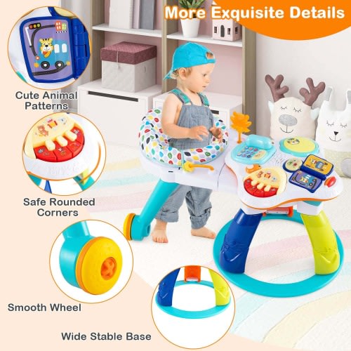 Costway 3 in 1 Baby Stationary Activity Center Walk-Around Kids Play - See Details