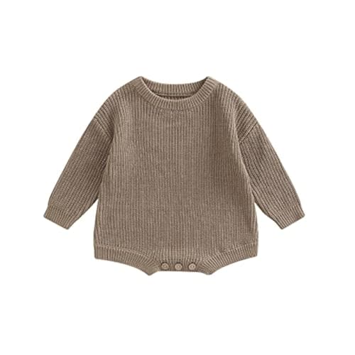 woshilaocai Baby Boy Girl Sweater Oversized Long Sleeve Romper Warm Crewneck Bodysuit Knitted Winter Clothes