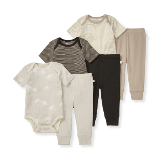 Swaying Branches Organic Short Sleeve Bodysuit and Pant Set 3 Pack