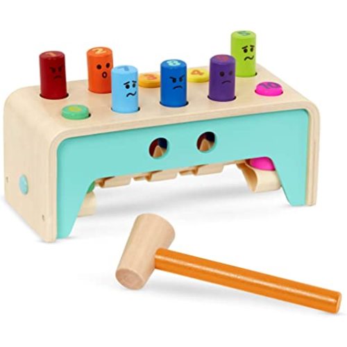 Battat – Wooden Hammer Toy for Kids, Toddlers – Pounding Bench with Pegs and Mallet – Colorful Developmental Toy – 1 Year + – Pound & Count Bench