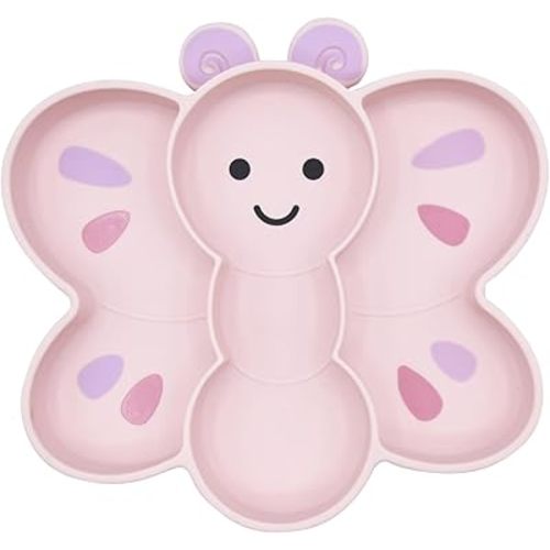 melii Divided Silicone Suction Plate - 100% Silicone, for Baby + Toddlers – BPA Free, Dishwasher & Microwave Safe - Butterfly