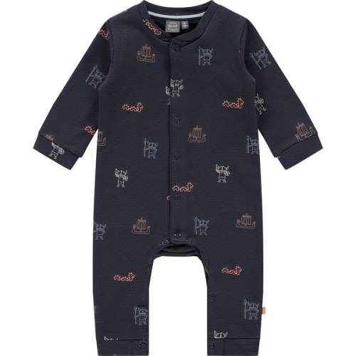 All-Over Viking Graphic Romper, Navy And Multicolors - Babyface | Maisonette