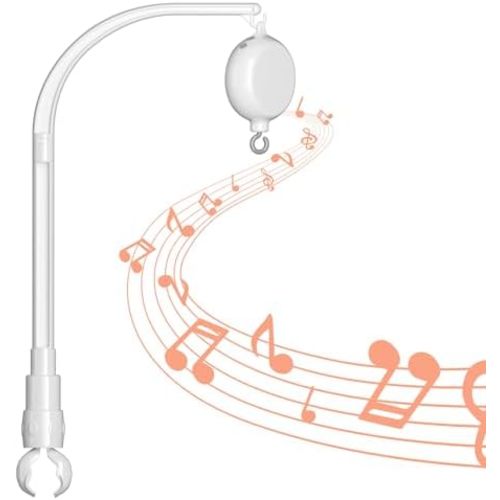 Baby Crib Mobile Arm with Music Box Spin Motor,23 Inch,Volume Control,3 Modes(Turn & Music,Turn Only, Music Only),Nursery Decor Hanger,Holder for DIY Clamp Mobile,35 Lullabies,30 Min Auto-Off