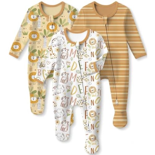Baby Sleepers 100% Organic Cotton Pajamas for Newborn 0-3 3-6 6-9 Months Boys Girls Clothes Footed Pjs