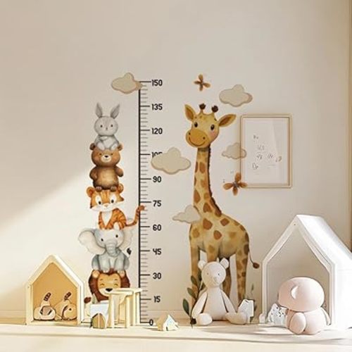 SUPERDANT Height Measurement Wall Sticker Cartoon Animal Giraffe Ruler Wall Decals Peel and Stick Kids Growth Chart Vinyl Art Decal Nursery Decor for Home Playroom Livingroom Toddler Bedroom Decor