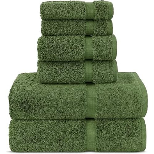 Chakir Turkish Linens Luxury Spa and Hotel Quality Premium Turkish Cotton 6-Piece Towel Set (2 x Bath Towels, 2 x Hand Towels, 2 x Washcloths)