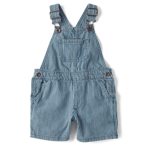 Baby And Toddler Boys Railroad Striped Denim Shortalls - Blue