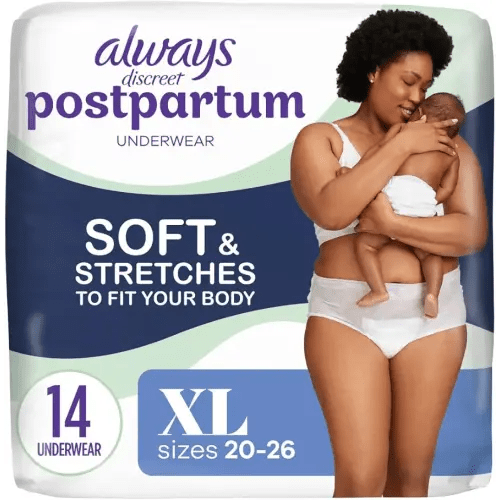 Always Discreet Postpartum and Adult Incontinence Underwear for Women, Size XL, Maximum Protection, 12 CT