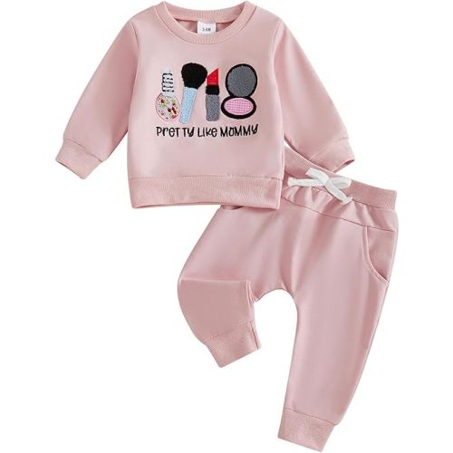 Baby Girl Fall Winter Outfit Infant Letter Print Long Sleeve Sweatshirt and Jogger Pants 6 12 18 24M 2T Girl Clothes