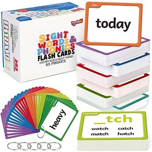 Torlam Sight Words & Phonics Flash Cards for Kids, Learn to Read Digraphs CVC Blends Long Vowel Sounds Spelling Reading Phonics Games, Site Words for Pre-k Kindergarten 1st 2nd 3rd Grade Homeschool