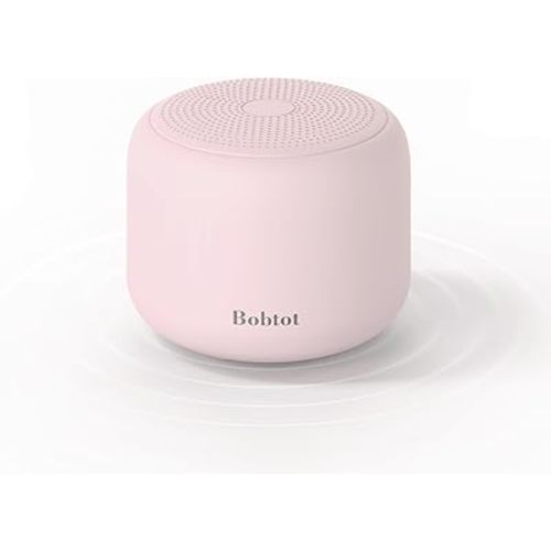 Bobtot Portable Bluetooth Speakers with Strap Easy to Carry, Wireless IPX5 Waterproof Mini Speaker with Loud Stereo Sound, 20 Hours Playtime, Rechargeable Battery, Built-in Microphone, Pink