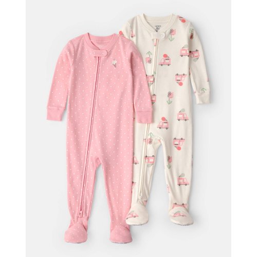 Baby Girl 2-Pack Ice Cream Truck 100% Cotton Snug Fit 1-Piece Pajama - Pink/Ivory | Carter's