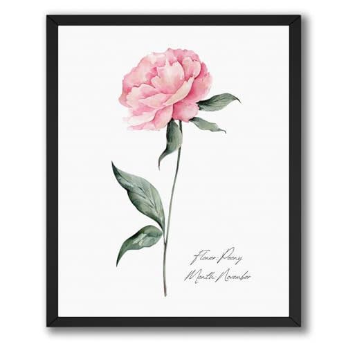 InkFlow Posters Soft Pink Peony Poster - Gentle Floral Illustration - Calm Nature Design - Soft Botanical Art Print - Kids Bedroom Playroom Nursery Decor - 16x20 Unframed Canvas Print
