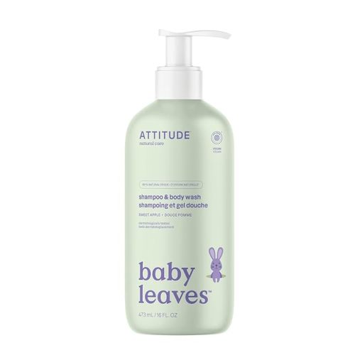 ATTITUDE 2-in-1 Shampoo and Body Wash for Baby, Sweet Apple, 16 Fl Oz