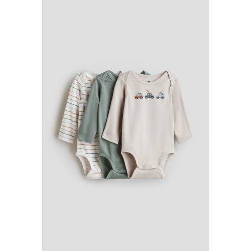 3-PACK COTTON BODYSUITS WITH LAP SHOULDERS