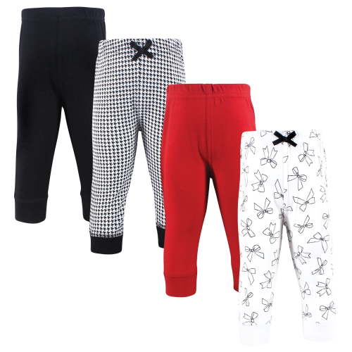 Hudson Baby Girls Cotton Pants and Leggings, Houndstooth Bows, Newborn