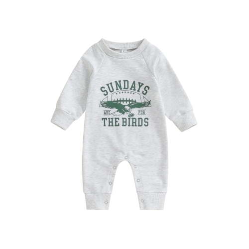 FEORJGP Infant Boys Girls Sweatshirts Rompers Newborn Baby Eagle Letter Print Crew Neck Rompers Long Sleeve Jumpsuits Fall Toddler Clothes Bodysuits