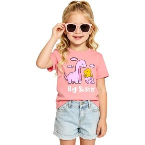 Funnycokid Big Sister Shirts for Girls Pregnancy Announcement 1-7 Years