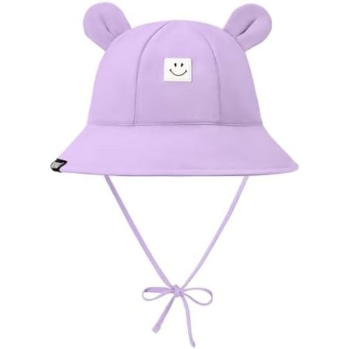 Durio SmileyWorld Baby Sun Hat with Bear Ear, UPF 50+ Sun Protection Baby Bucket Hat, Smile Face Sun Hat for Toddlers 0-4T