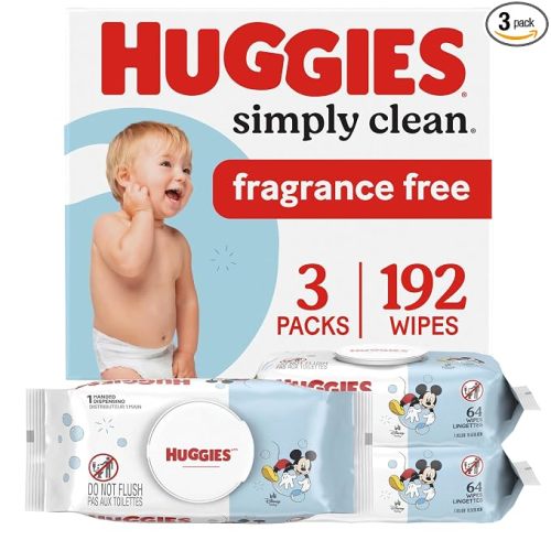 Huggies Simply Clean Baby Wipes, Unscented, 3 Packs, 192 Wipes