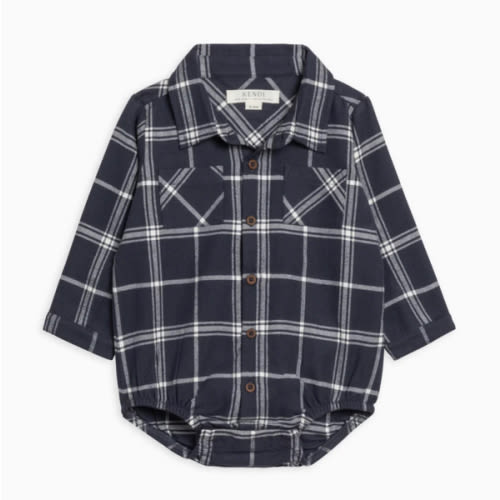 Carson Flannel Long Sleeve Collared Button Down Bodysuit