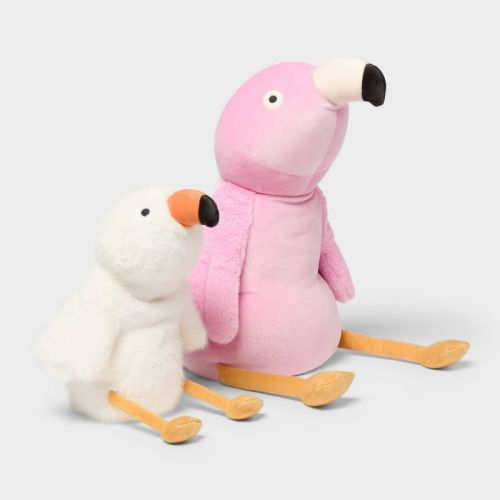 Flamingo and Baby Weighted Plush Kids' Throw Pillow Pink - Pillowfort™