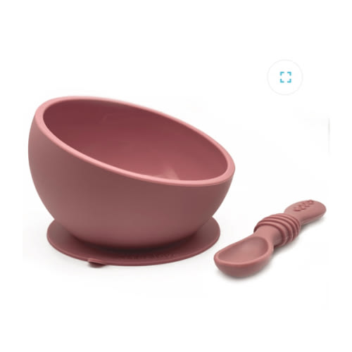 Silicone Baby Bowl & Spoon Set – Woodchuck - otterlove by Platinum Pure | Premium Platinum Silicone Products for Babies & Toddlers