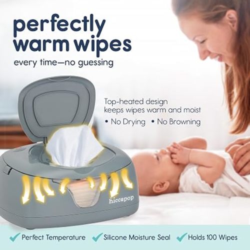Hiccapop Baby Wipe Warmer and Wet Wipes Dispenser, Diaper Wipe Warmer, Gray