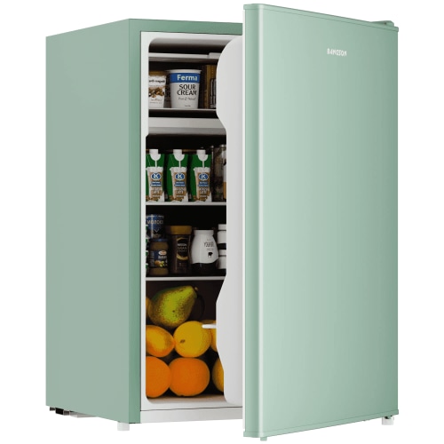 BANGSON 2.6 Cu.ft Mini Fridge with Freezer, Compact Energy-Efficient Low Noise Single Door Small Refrigerator for Office, Dorm, Bedroom, Apartment, Green